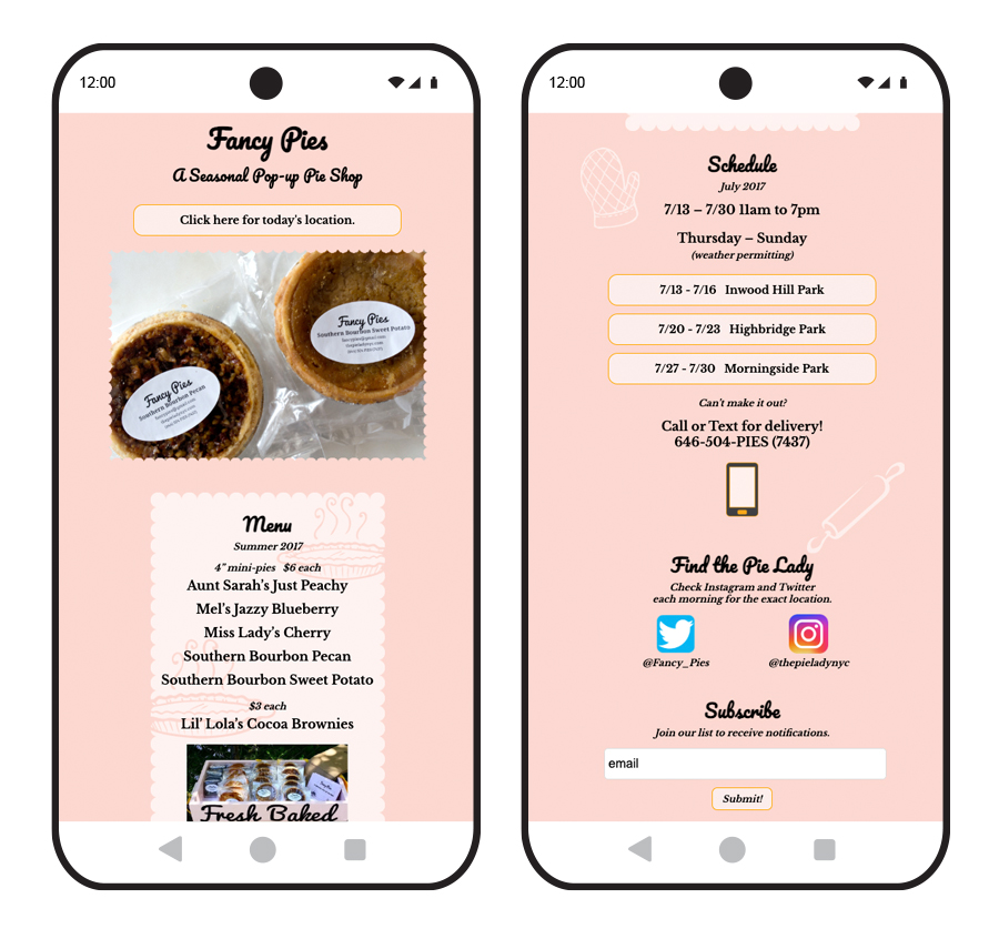 sample image of mobile design of a landing page for Chef Gery Lopez
